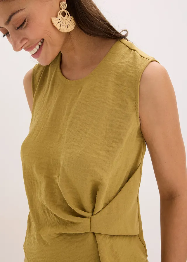 Blouse sans manches nouée sur le côté • olive mat • product-page.page-title-suffix