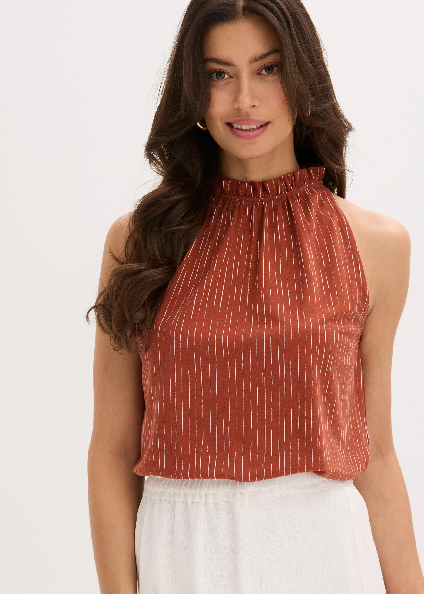 Žerzejový top • rezavě hnědá s potiskem • bonprix obchod