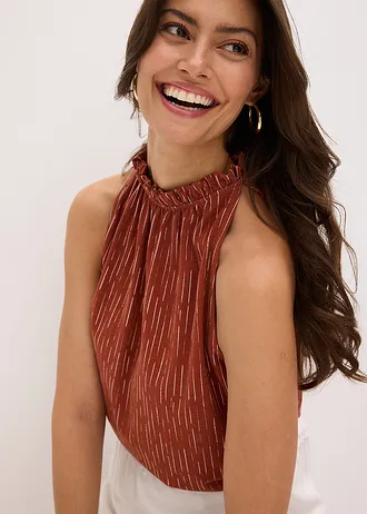 Žerzejový top • rezavě hnědá s potiskem • bonprix obchod