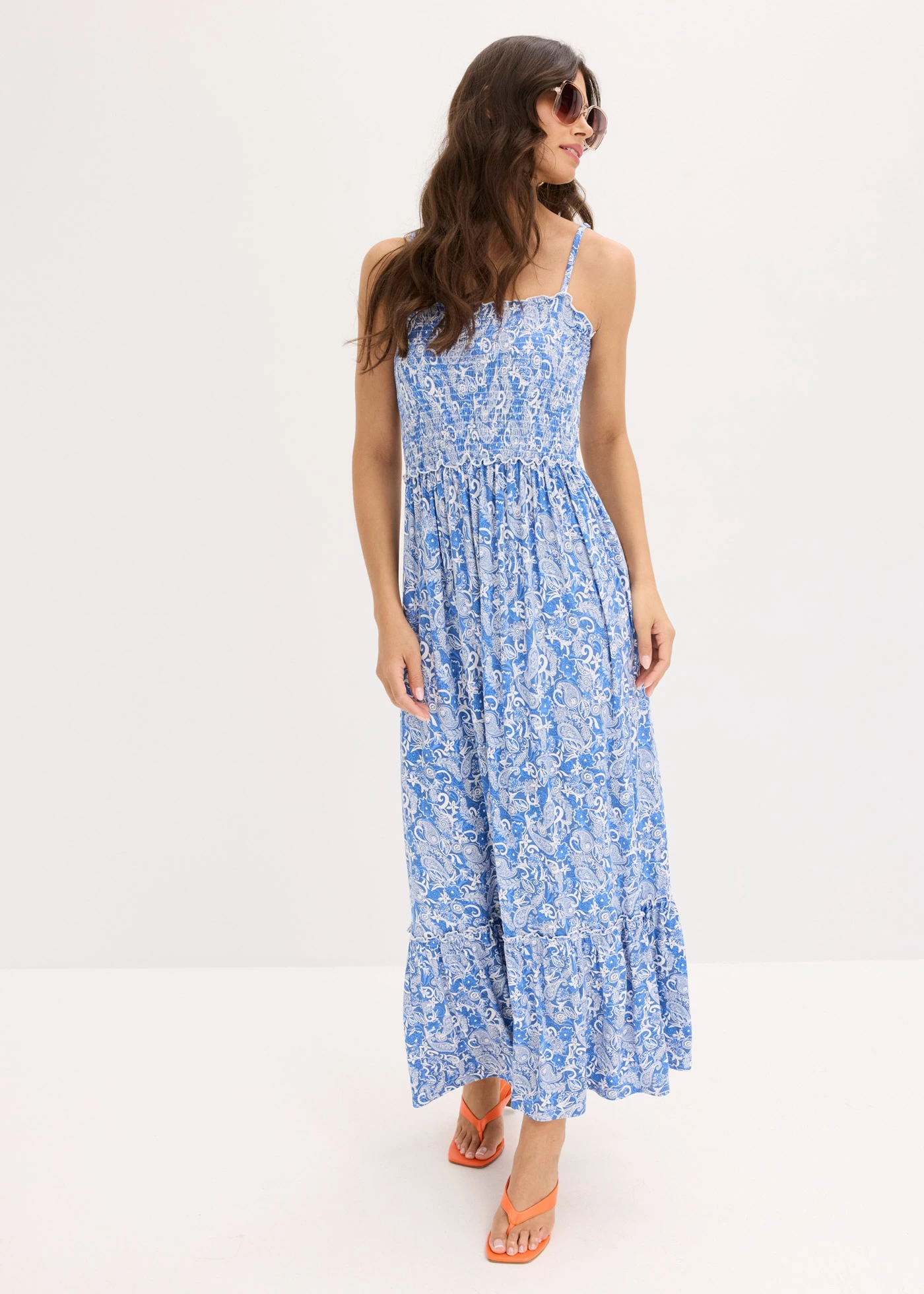Jurk met spaghettibandjes van viscose-mix • blauw • bonprix online shop
