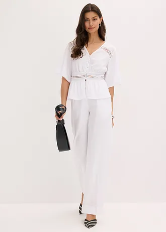 Shirt tuniek met kant, Kleur: wit