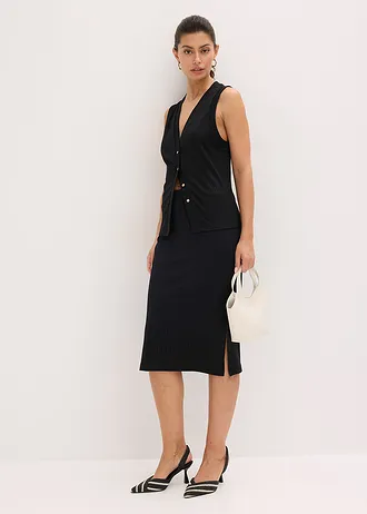 Geribde jersey rok • zwart • bonprix online shop