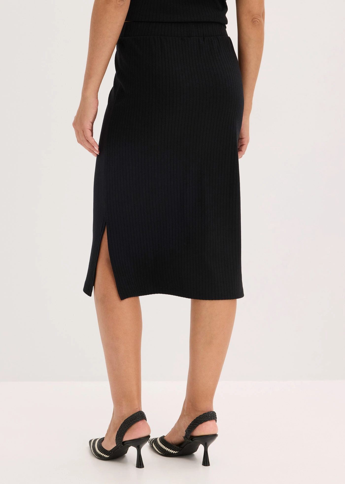 Geribde jersey rok • zwart • bonprix online shop