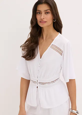 Shirt tuniek met kant, Kleur: wit