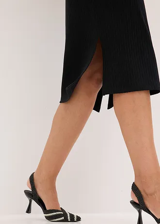 Geribde jersey rok • zwart • bonprix online shop