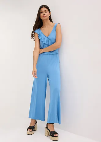 Žerzejový overal s volánem • světle modrá • bonprix obchod