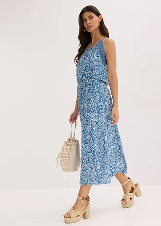 Žerzejové šaty, barva: džínově modrá s potiskem