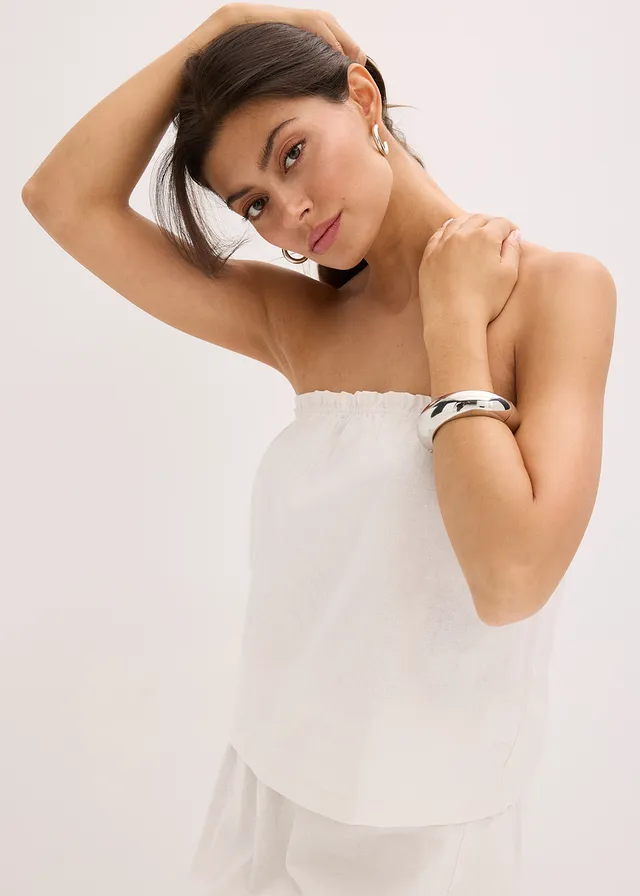 Blousetop met linnen • wolwit • product-page.page-title-suffix