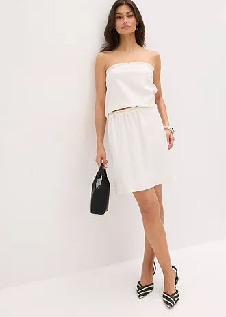 Halenkový top s podílem lnu, barva: přírodní bílá