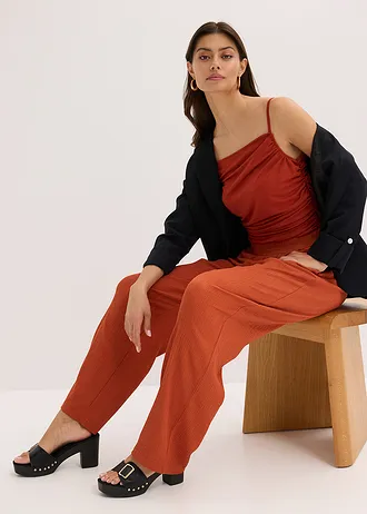 Jersey broek van crèpe • roestbruin • bonprix online shop