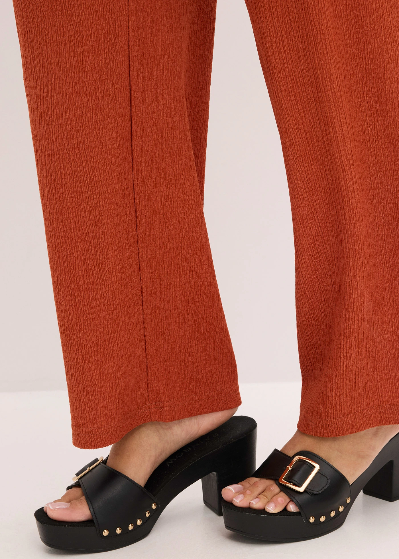 Jersey broek van crèpe • roestbruin • bonprix online shop