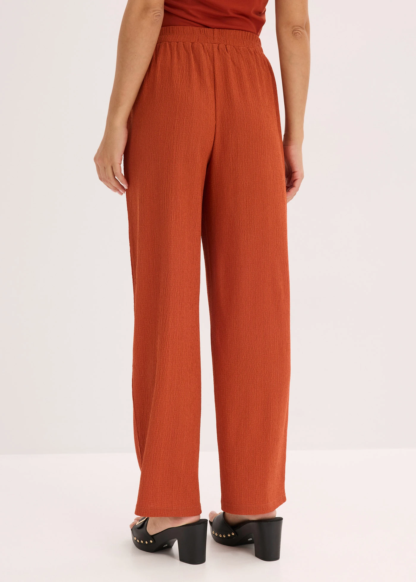 Jersey broek van crèpe • roestbruin • bonprix online shop