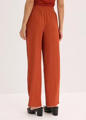 Jersey broek van crèpe • roestbruin • bonprix online shop