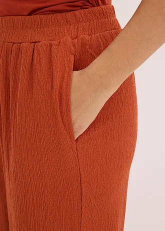 Jersey broek van crèpe • roestbruin • bonprix online shop