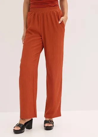 Jersey broek van crèpe • roestbruin • bonprix online shop