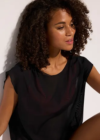 Průhledné plážové triko s kapucí • černá • bonprix obchod