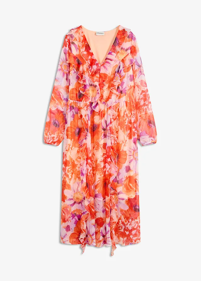 Rochie din șifon cu volane