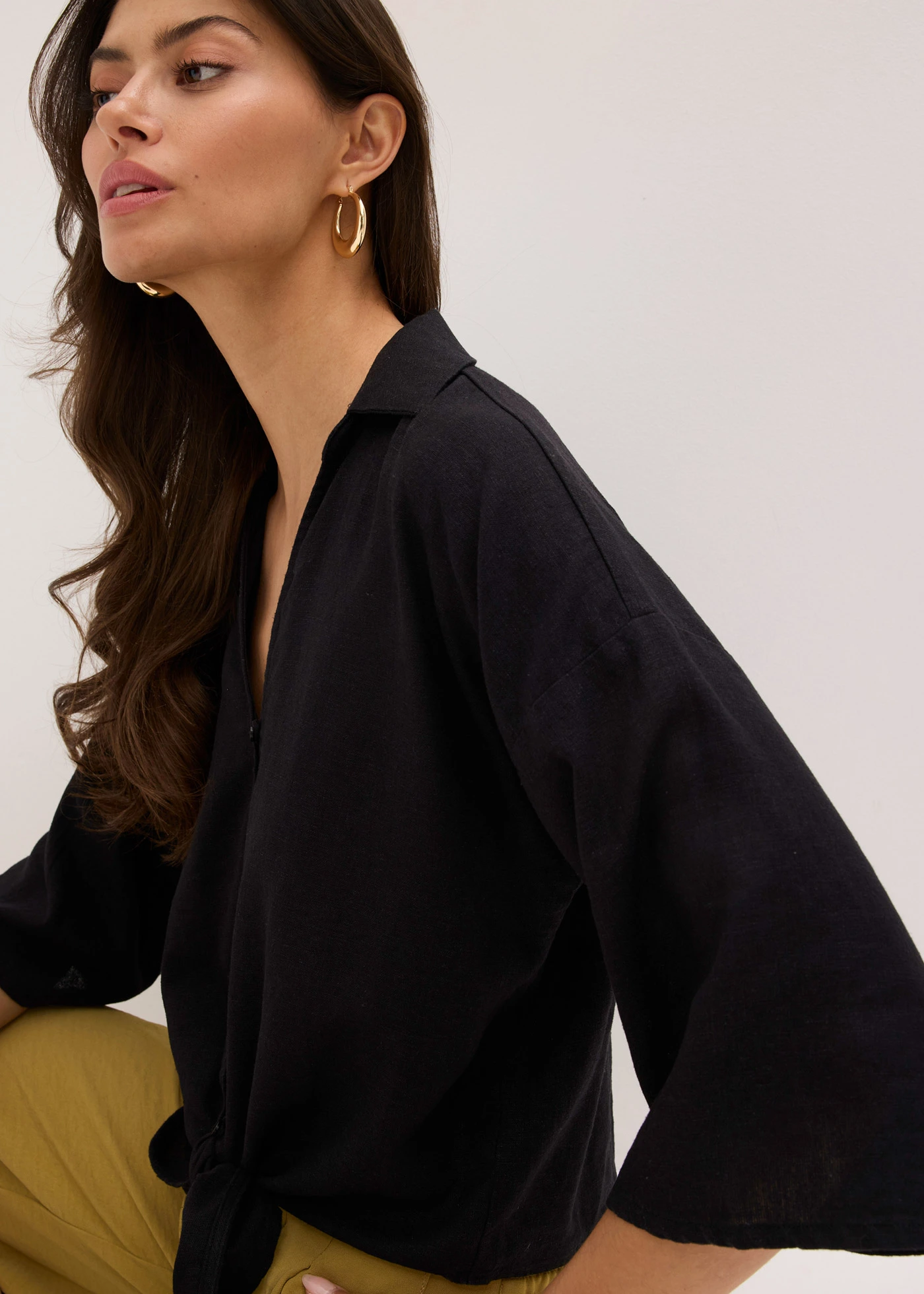 Lněná halenka • černá • bonprix obchod