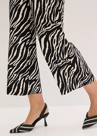 Pantalon en viscose, taille élastiquée • noir/écru zèbre • Boutique bonprix