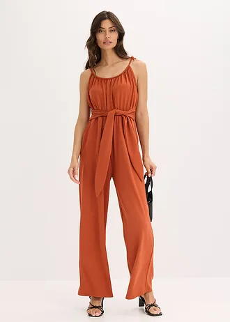 Jersey jumpsuit, Kleur: roestbruin