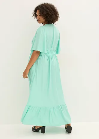 Stupňovité maxi šaty ze splývavé viskózy • mentolově modrá plus size • bonprix obchod