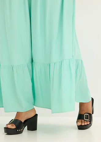 Stupňovité maxi šaty ze splývavé viskózy • mentolově modrá plus size • bonprix obchod