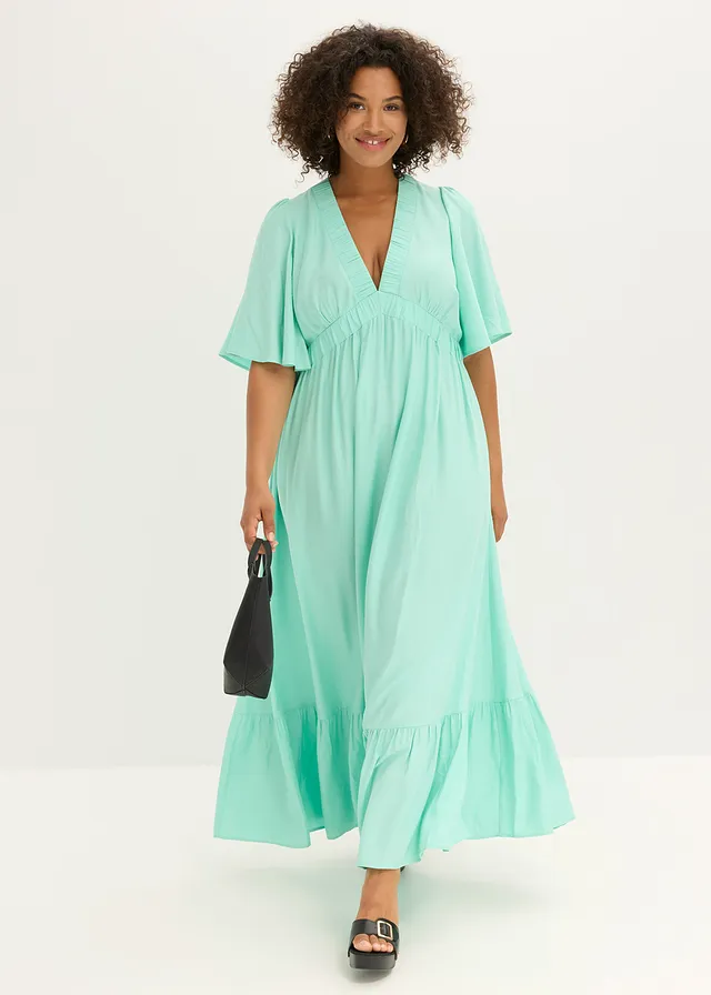 Robe longue en viscose fluide, Couleur: menthe glaciale