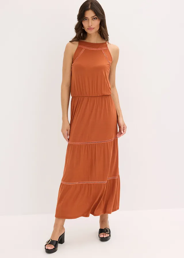 Robe longue avec empiècements au crochet • rouille • product-page.page-title-suffix