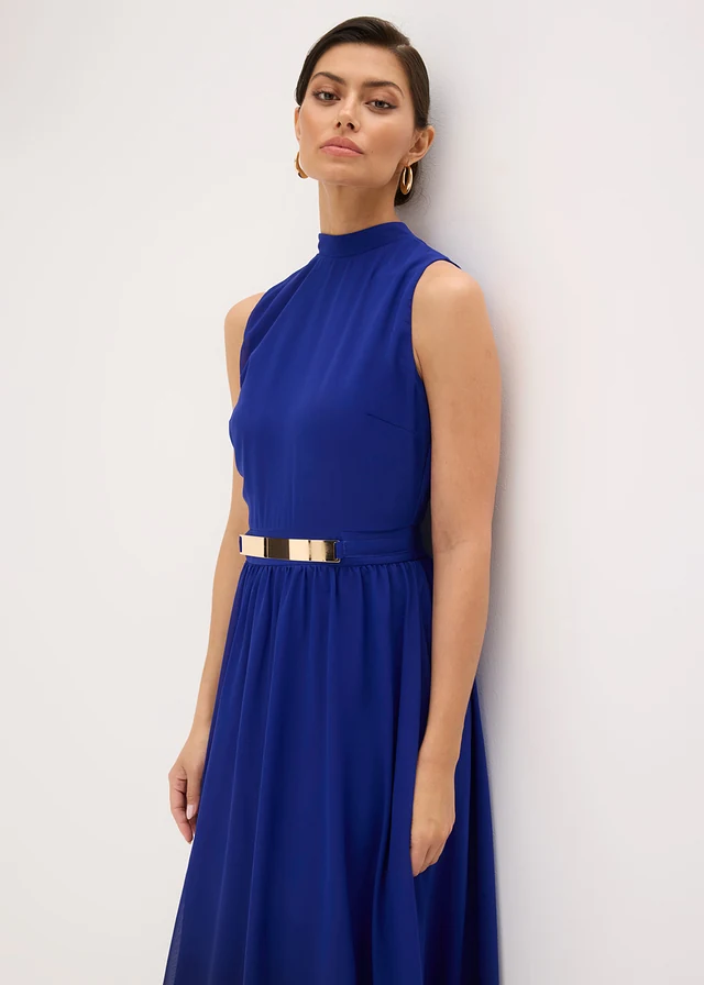 Robe en mousseline à col et accessoire • bleu/noir imprimé • product-page.page-title-suffix