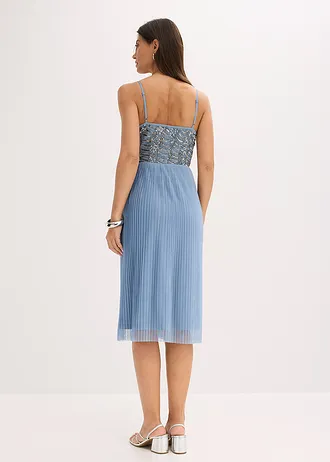 Robe midi à jupe plissée et sequins brodés • bleu clair • Boutique bonprix