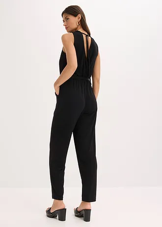 Jersey jumpsuit, Kleur: zwart
