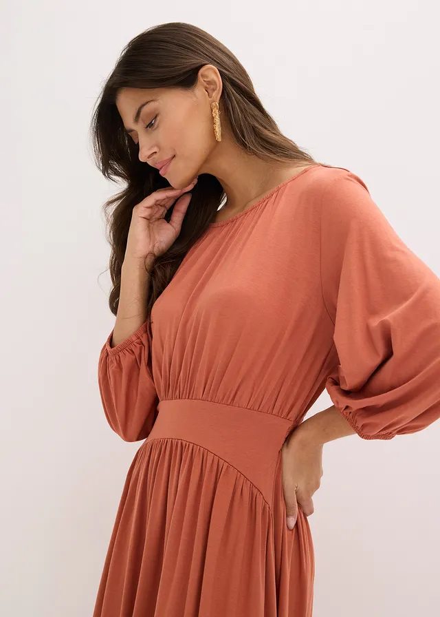 Robe en jersey avec fronces • cognac • product-page.page-title-suffix