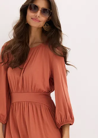 Žerzejové šaty s nařasením • koňaková • bonprix obchod