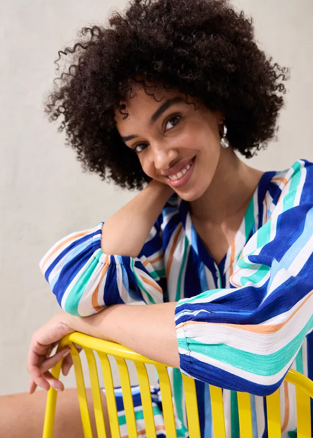 Blouse van gestructureerde viscose • arctisch blauw-lichtblauw-wit gestreept • product-page.page-title-suffix