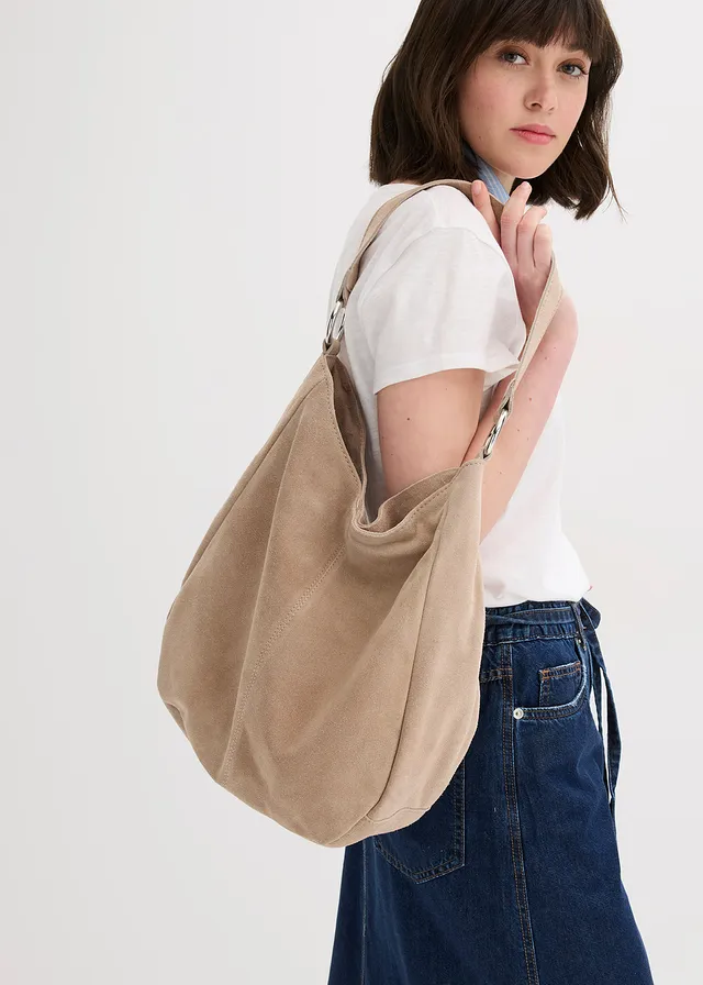 Sac en cuir velours avec bandoulière supplémentaire • taupe • product-page.page-title-suffix