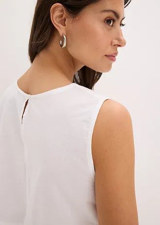 Blousetop zonder mouwen met split en broderie anglaise • wit • bonprix online shop