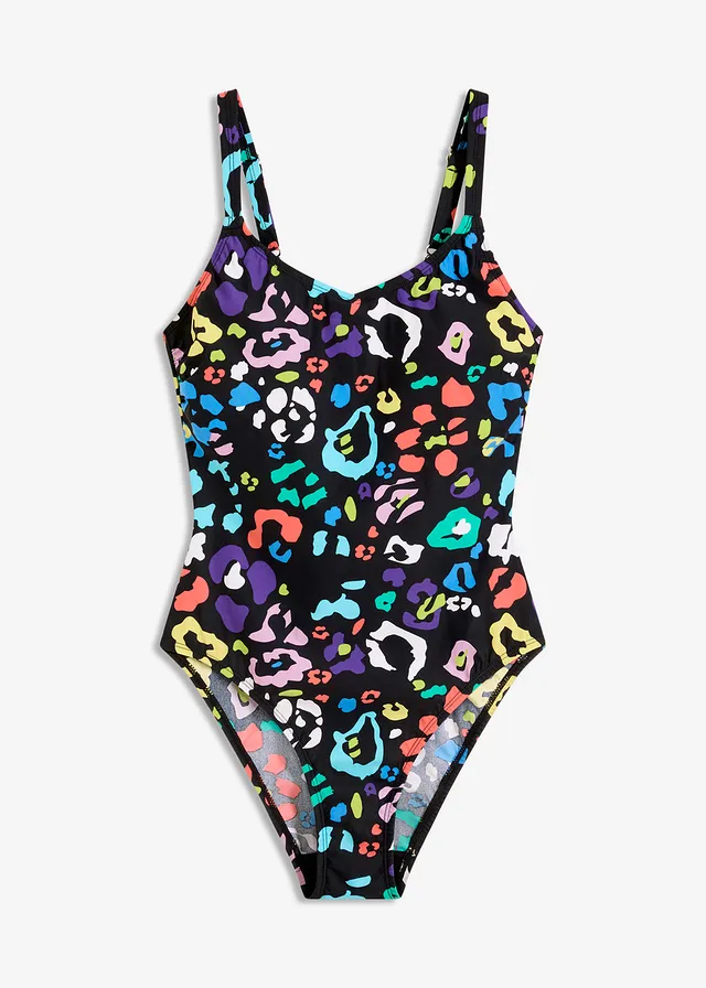Maillot 1 pièce sculptant, maintien léger • noir + multicolore imprimé • Boutique bonprix