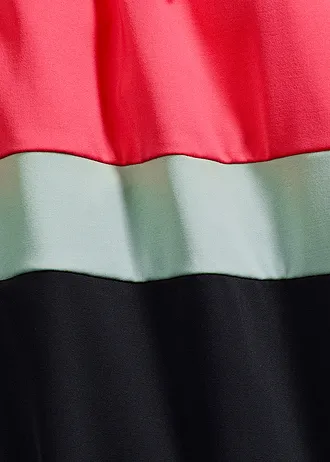 Kostium kąpielowy z szybkoschnącego materiału, z blokami kolorów • rajski różowy/zielono-szary/czarny • sklep bonprix