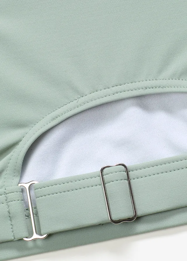 Bikinový podprsenkový top s nastavitelným pásem pod prsy • šedozelená • bonprix obchod
