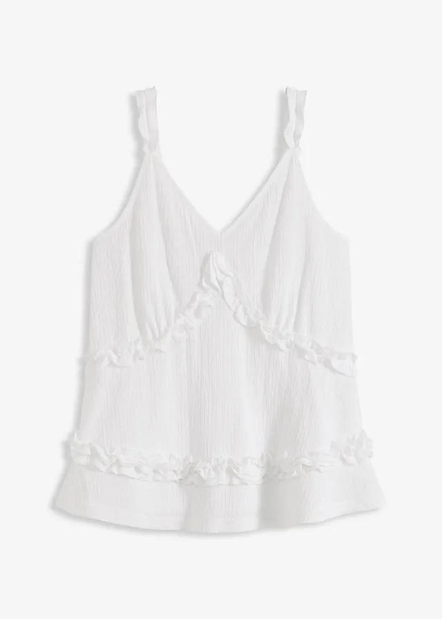 Top s úzkými ramínky a rýšky • bílá • bonprix obchod