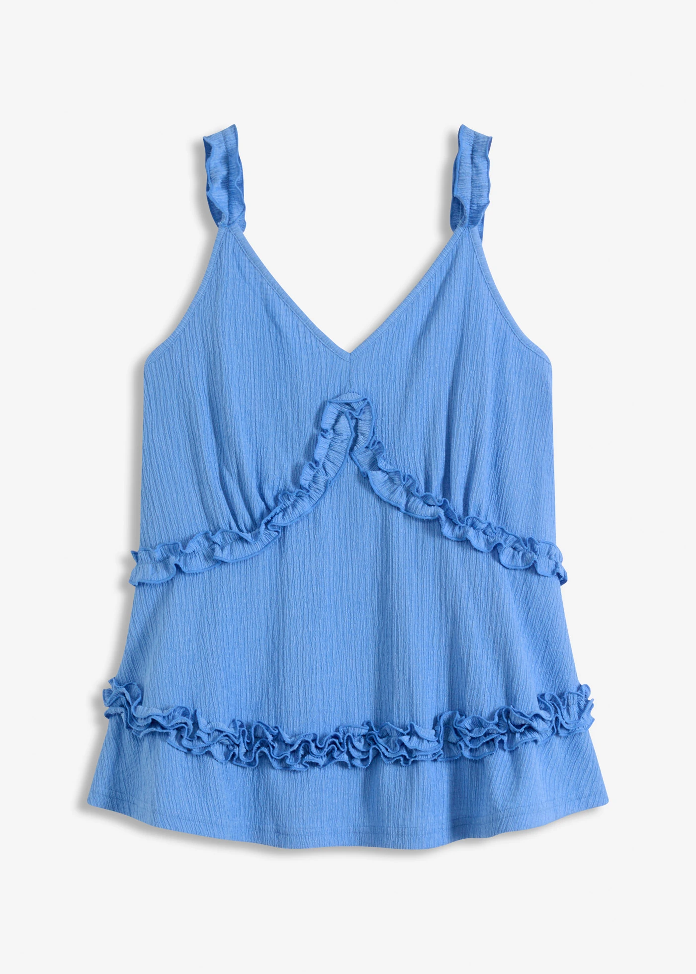 Top s úzkými ramínky a rýšky • světle modrá • bonprix obchod