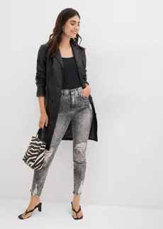 Džíny Mom s obnošenými efekty, High Waist • šedý denim used • bonprix obchod