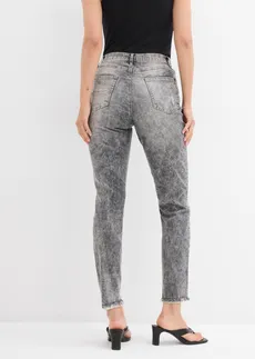 Džíny Mom s obnošenými efekty, High Waist • šedý denim used • bonprix obchod
