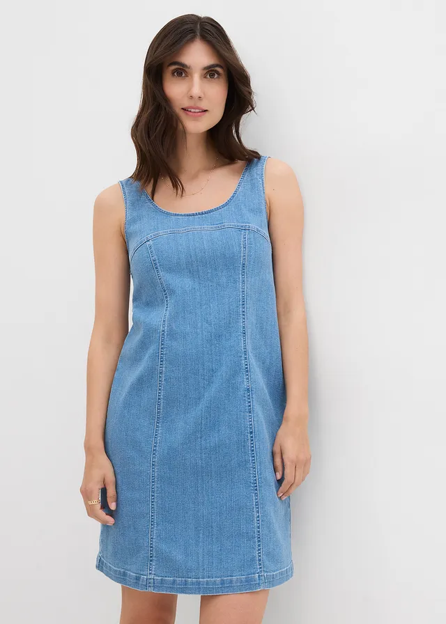 Spijkerjurk van biologisch katoen met stretch, Kleur: ijsblauw denim