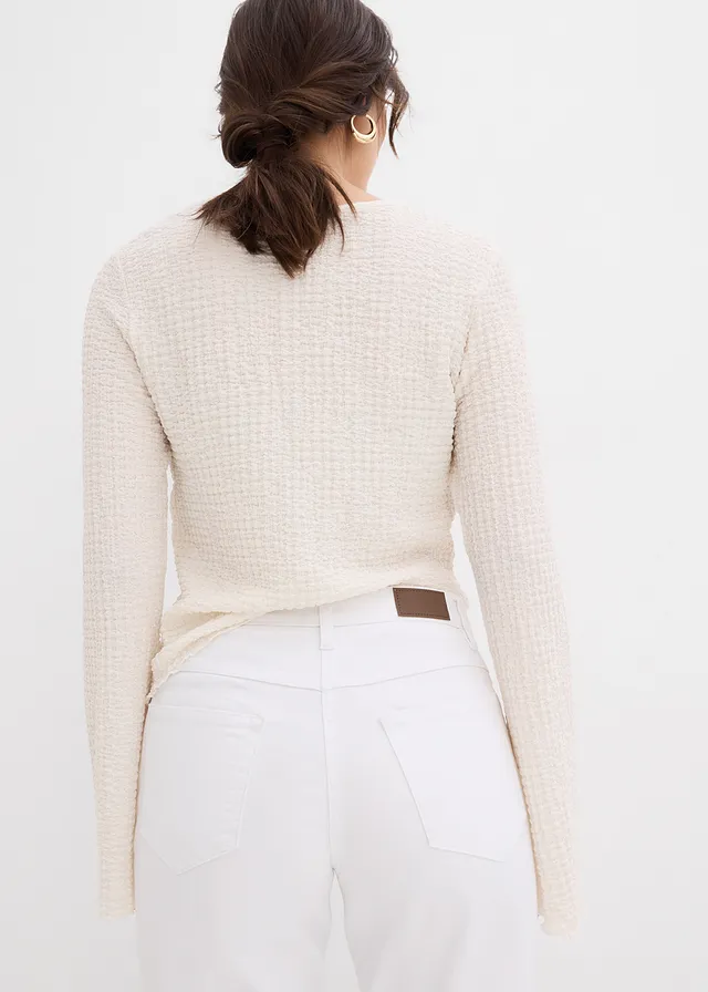 Straight sztreccsfarmer, Mid Waist • fehér • bonprix áruház
