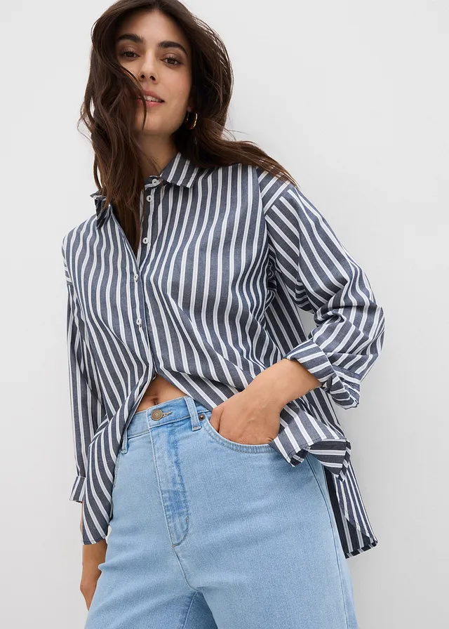 Jean mom taille haute, extensible • bleu glacier denim used • product-page.page-title-suffix