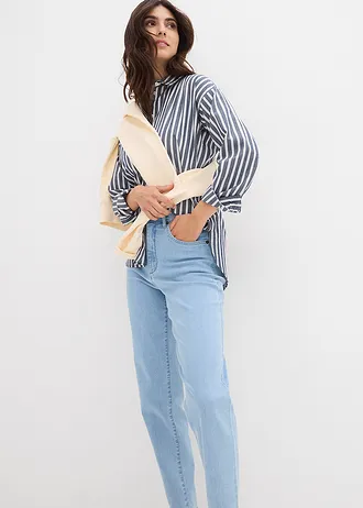 Jean mom taille haute, extensible • bleu glacier denim used • Boutique bonprix