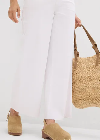Wide leg jeans met high waist, cropped • wit • bonprix online shop