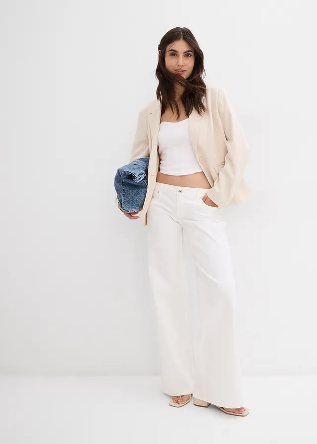 Jean large, taille basse, Couleur: denim bleu clair used