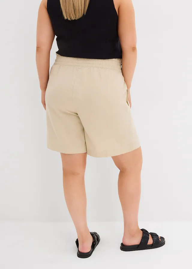 Linnen short, Kleur: lichtsand